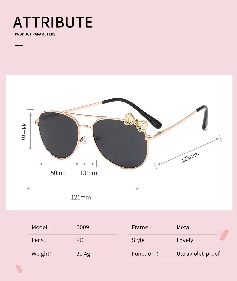 Lunettes de soleil mignonnes pour enfants, monture métallique, mode filles, lunettes de cyclisme en plein air, lunettes de fête, fournitures de photographie