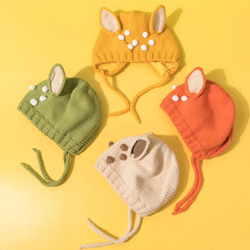 Bonnet de protection des oreilles Elk Cartoon pour enfants, bonnet de Noël pour enfants, cache-oreilles chauds pour nouveau-né, joli cadeau pour bébé, hiver