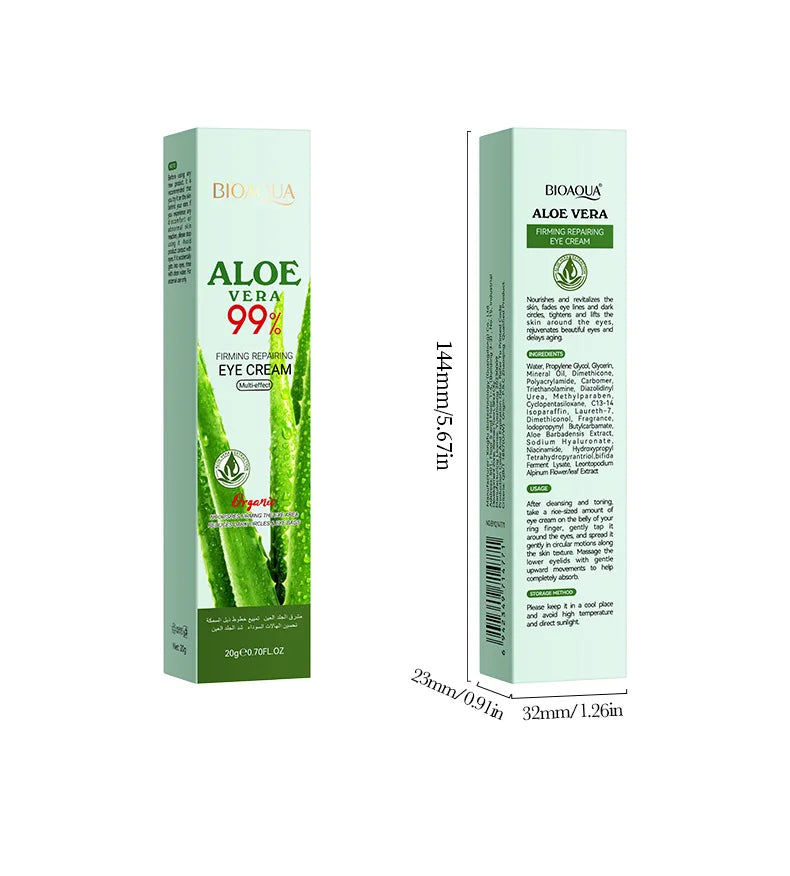 2 pièces/kit BIOAQUA Aloe Vera ensembles de soins de la peau crème pour les yeux du visage hydratant raffermissant crèmes à l'aloe vera ensemble de soins de la peau du visage