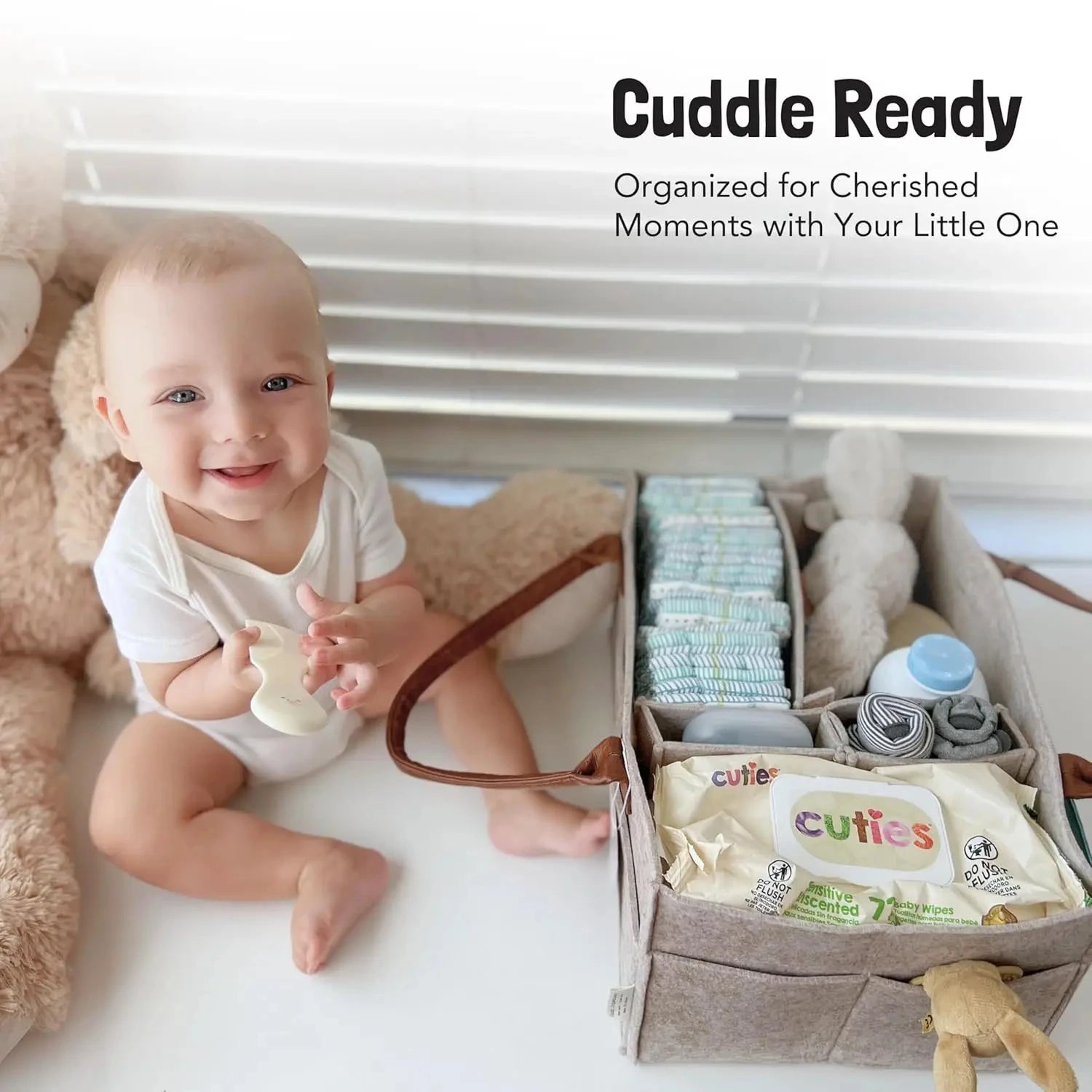 Panier de rangement en feutre pour bébé, panier de rangement pour pépinière, sac à couches pour nourrissons avec poignée, porte-mouche à langer pour enfants, grande poche