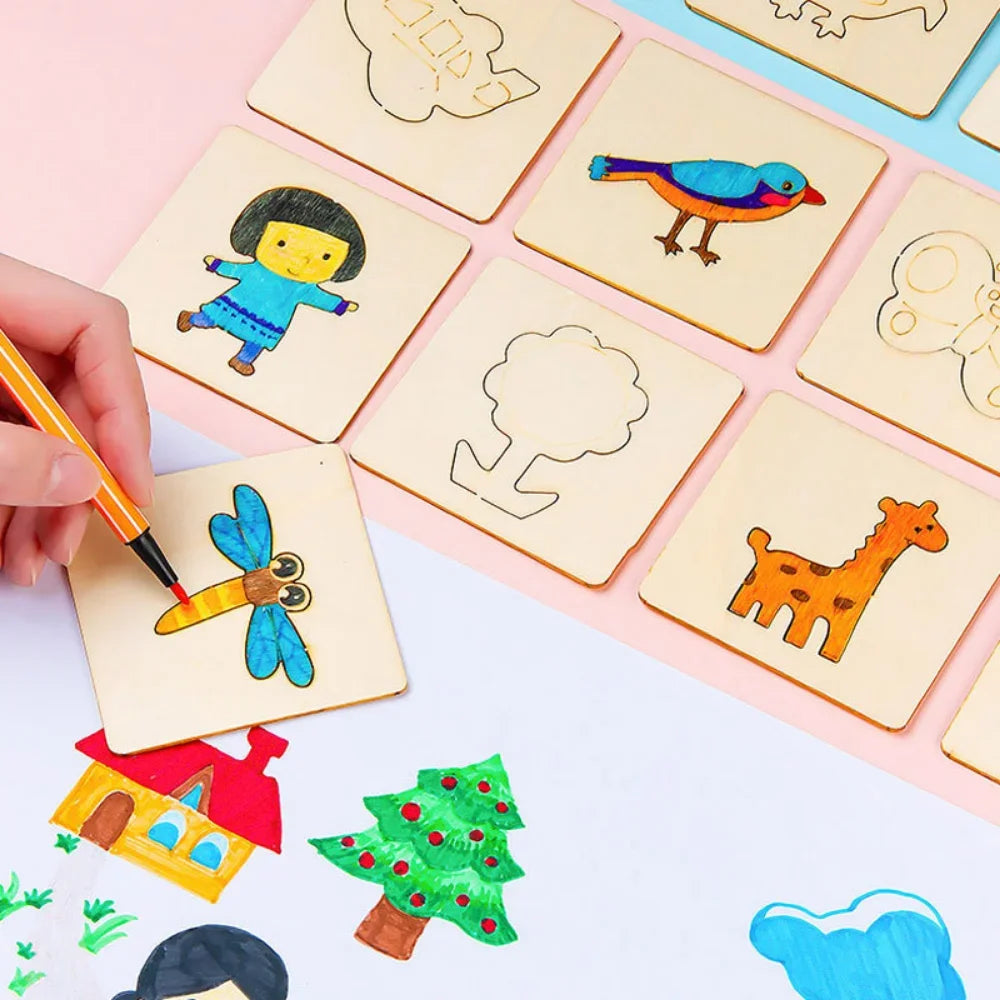 Jouets Montessori pour enfants, jouets de dessin, modèle de peinture en bois, pochoirs, jouets éducatifs d'apprentissage pour enfants, cadeau de noël