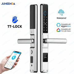 Serrure intelligente pour porte coulissante étanche, application TTLock Alexa, Code numérique par empreinte digitale, carte RFID, Anti-serrure électronique en verre d'aluminium