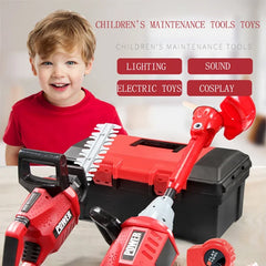 Boîte à outils électrique pour enfants, jouets de simulation, outils de simulation pour bébé, réparation, tondeuse à gazon, scie, sèche-cheveux, outil d'entretien de jouet pour enfant