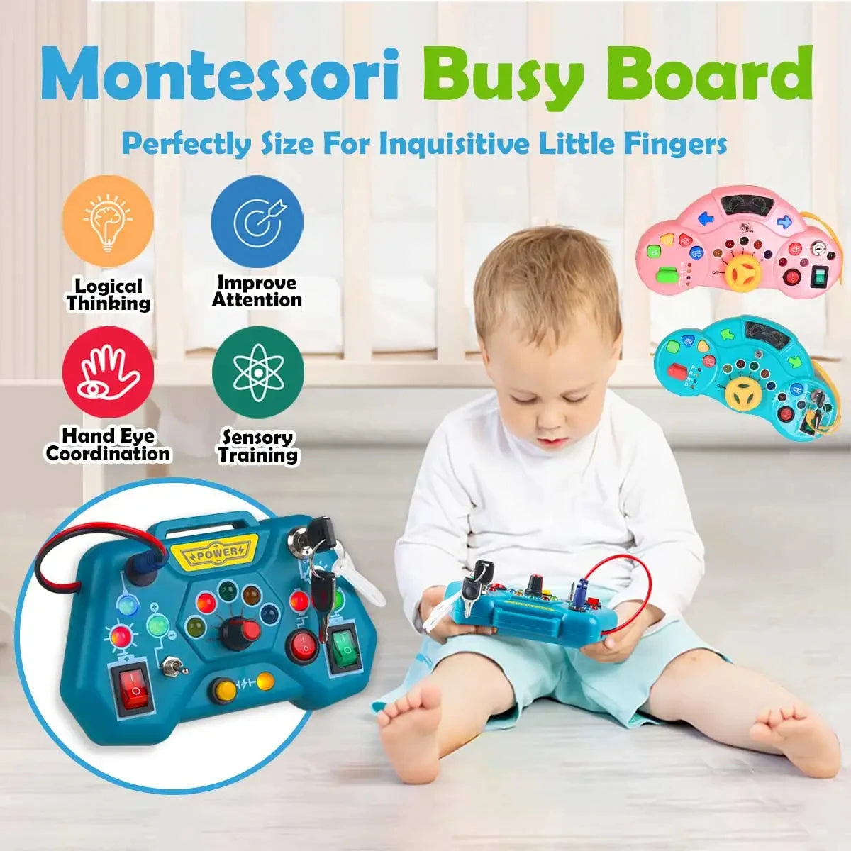 Planche occupée Montessori, jouets pour tout-petits, cadeaux pour bébés garçons et filles de 3 ans, jouets éducatifs d'apprentissage, jouets de voyage pour tout-petits