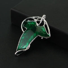 Green leaf elf brooch of Lorien, Tolkien Galadriel Legolas Frodo Baggins Aragorn tree enamel badge film jewelry wholesale