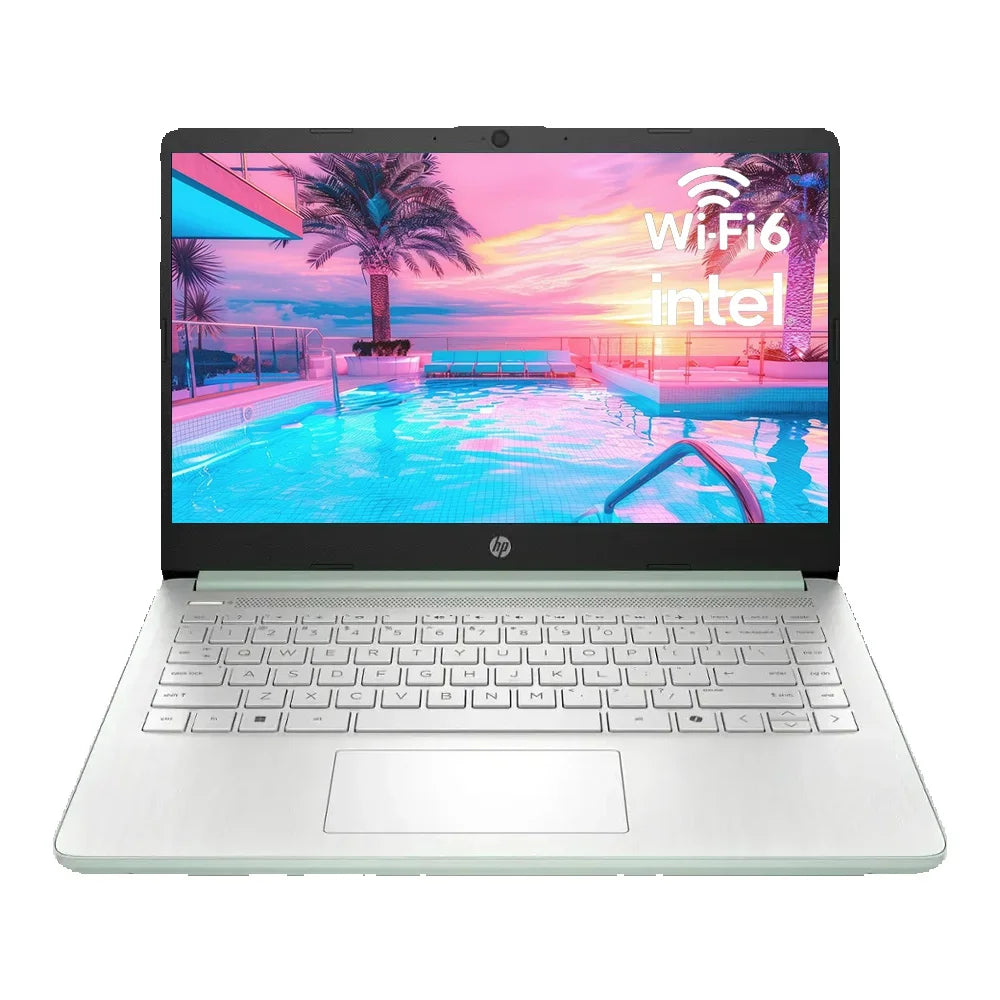 Ordinateur portable professionnel HP HD 14", processeur Intel N150, 16 Go de RAM, 128 Go de UFS, graphiques Intel, Wi-Fi 6, Windows 11 Home, vert saule