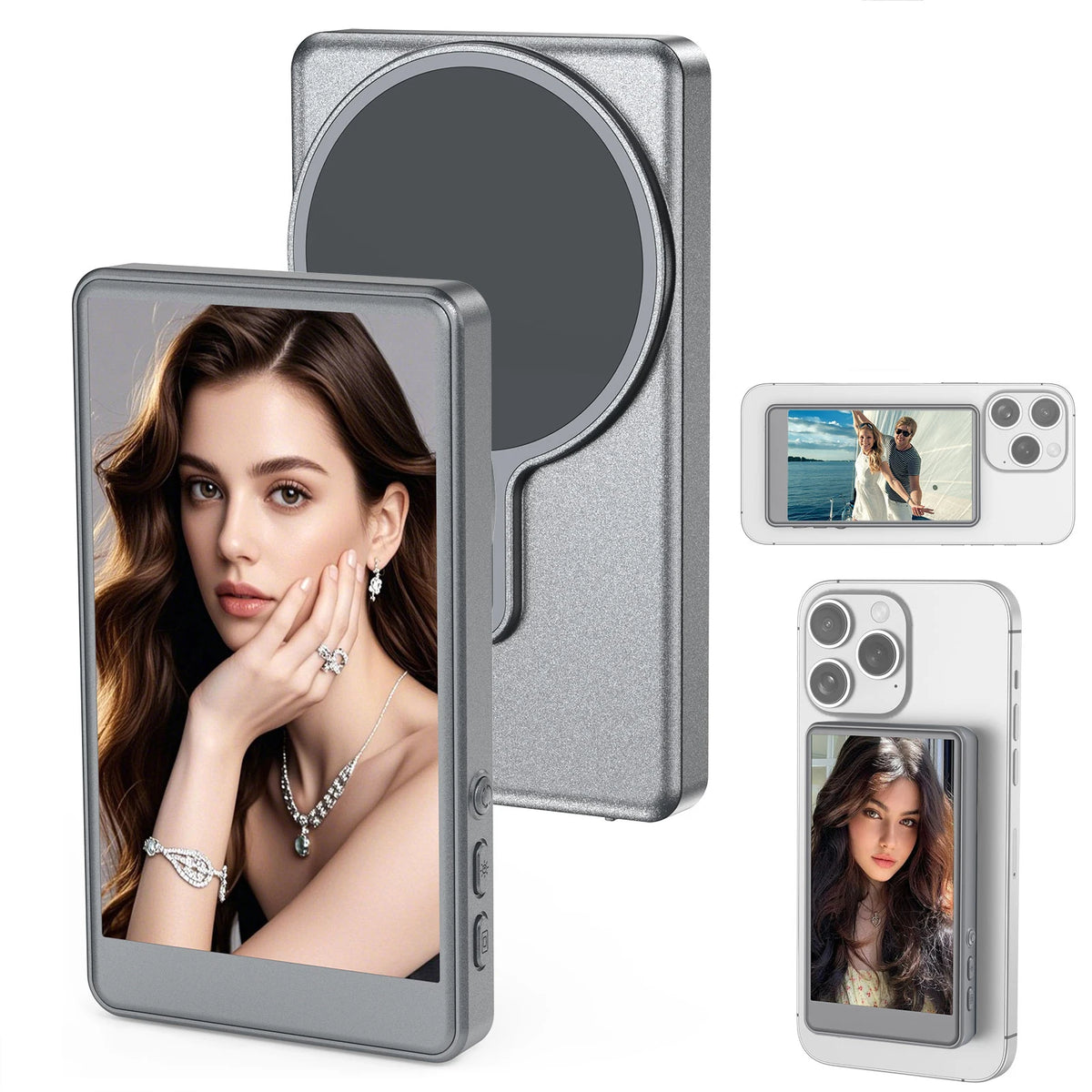 Écran de moniteur Vlog Selfie pour téléphone, caméra arrière pour Selfie Vlog Live Stream, support magnétique pour MagSafe, connexion sans fil w