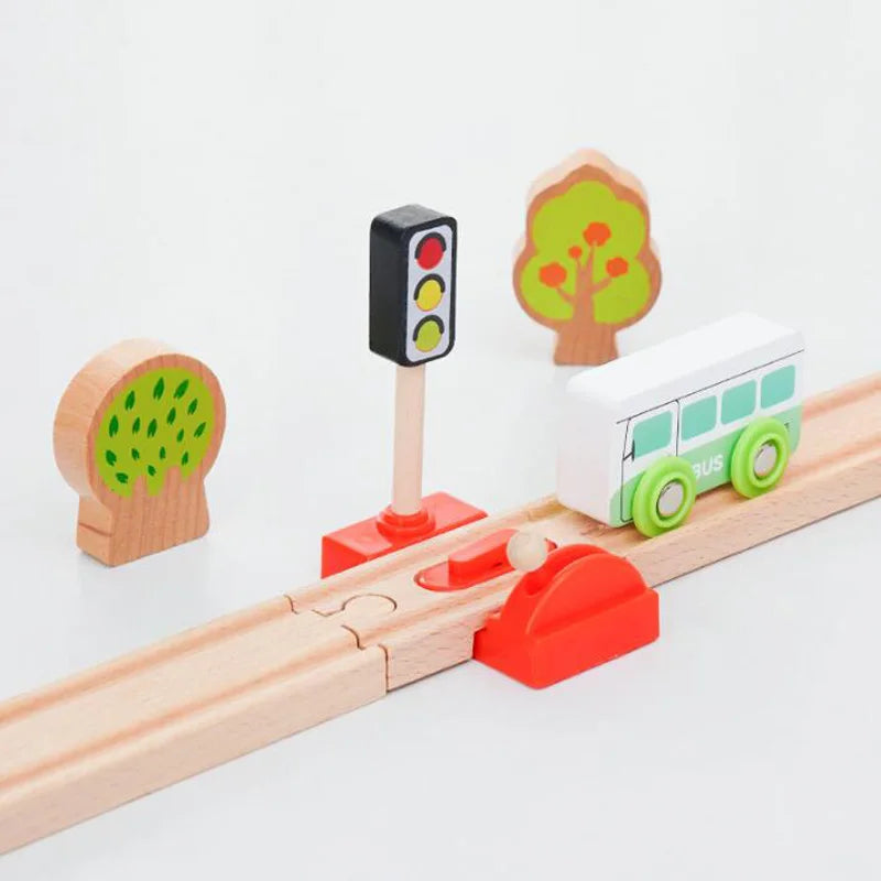 Jouets pour tout-petits, Train en bois, accessoires de voie ferrée, Barricade, scène de piste de plate-forme, jouets Puzzle pour garçons et filles