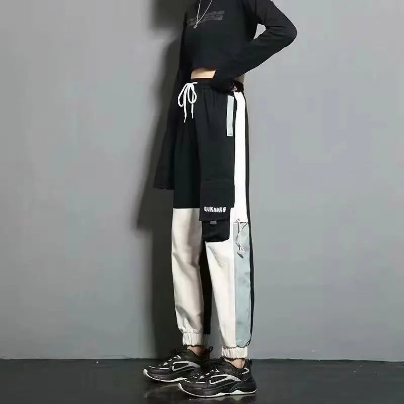Joggeurs femme sport décontracté filles mode Hip-hop Streetwear pantalon mode Cargo pantalon femme danse pantalons de survêtement pantalon noir