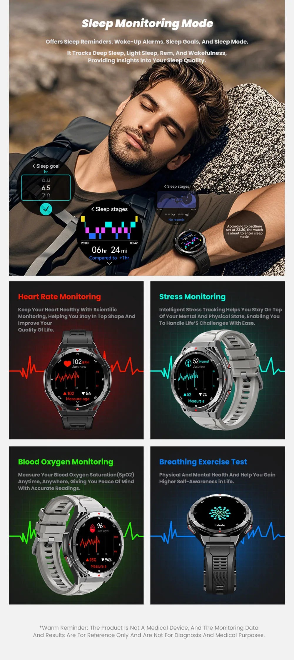 Nouvelle montre intelligente GPS sport boussole Altitude pression d'air appel de dent bleue 3ATM étanche santé AMOLED écran Smartwatch 480Mah