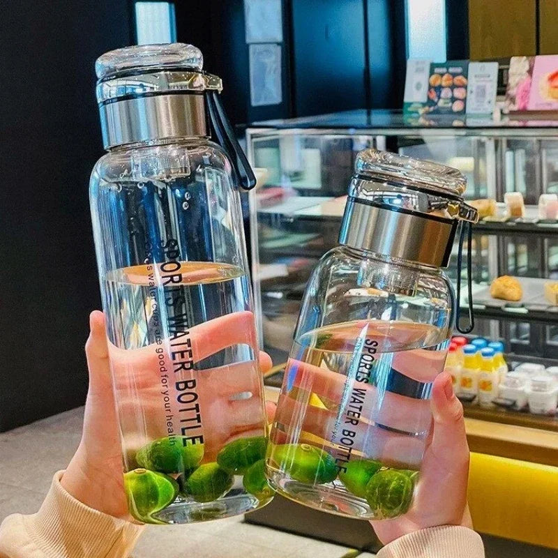 Bouteille d'eau en verre de grande capacité 2L, tasse transparente pour jus de lait, verres portables étanches pour l'extérieur, bouteille d'eau et de thé en verre 2L