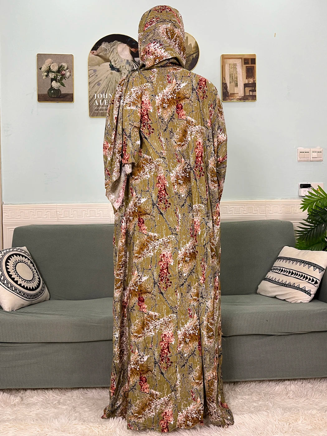 Abayas musulmanes en coton pour femmes, vêtement de prière traditionnel à fleurs pour Ramadan, Caftan africain, Marocain, Robe connectée, foulard