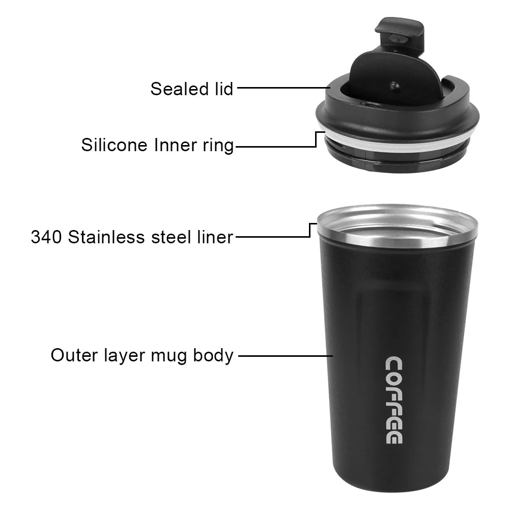 Tasse Thermos de voiture Thermo café pour thé eau café anti-fuite tasse Thermo de voyage tasse à café 380/510ML Double acier inoxydable