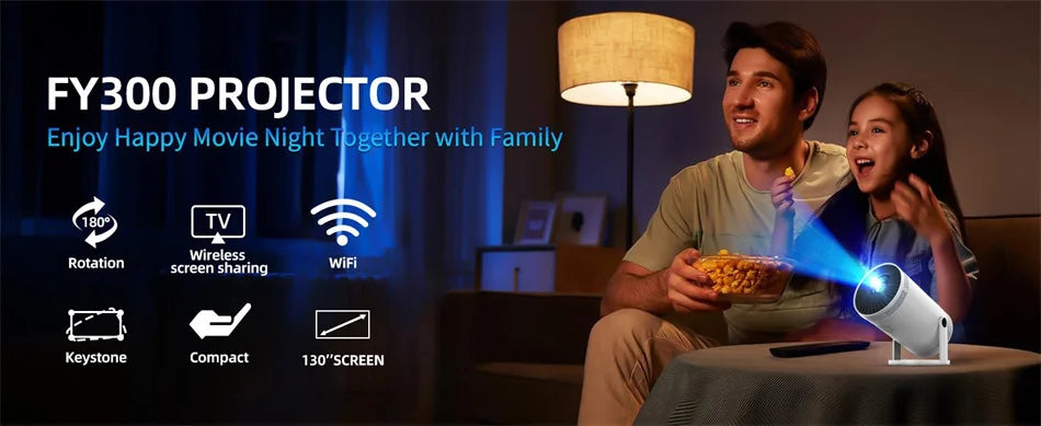 Projecteur domestique 4K 1280*720P double Wifi HDMI 260ANSI 180 ° Projecteur portatif extérieur flexible de cinéma vidéo BT5.0 nouveau PK HY300 Pro