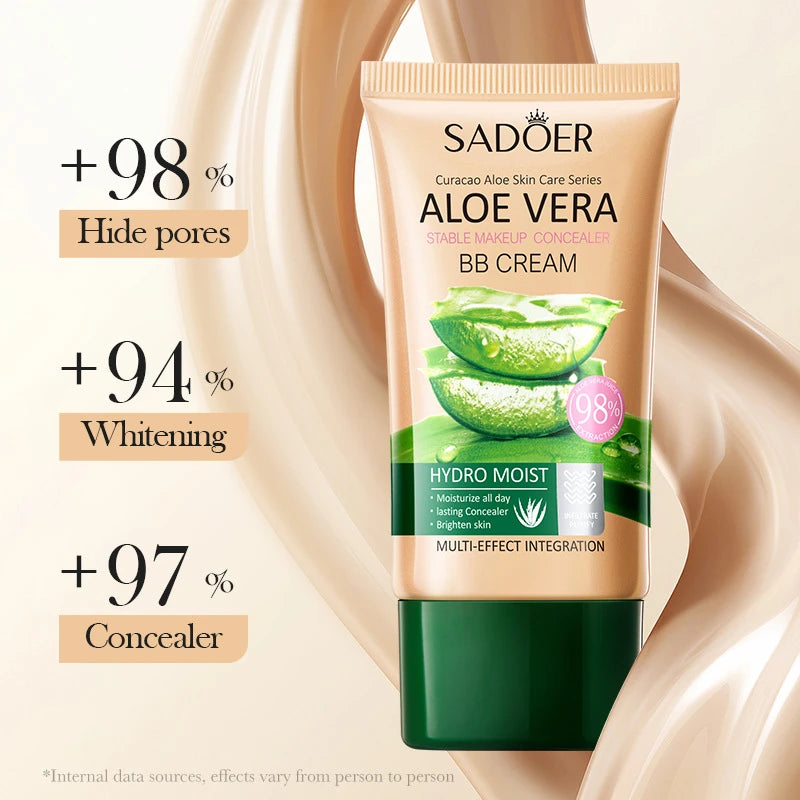 Aloe Vera BB crème-hydratant et dissimulant au collagène fond de teint à couverture complète, correcteur longue durée et léger