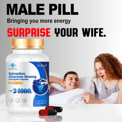 Supplément de ginseng américain biologique 100 % pur non OGM - 60 capsules soutient la santé reproductive, l'endurance d'énergie naturelle