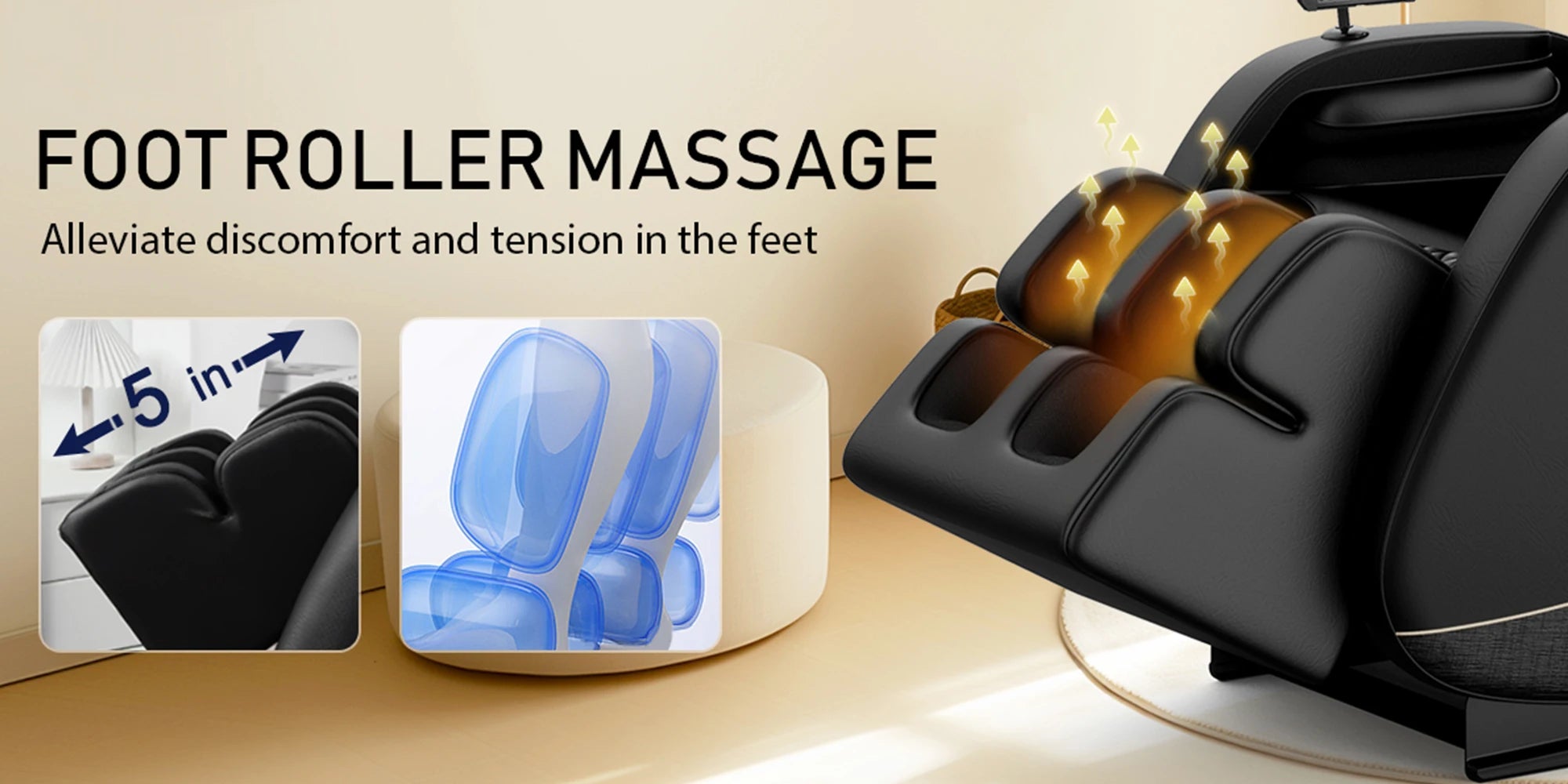 Fauteuil de massage complet Zero Gravity avec chauffage, airbags, rouleau pour les pieds et écran tactile – Supports jusqu'à 180 lb