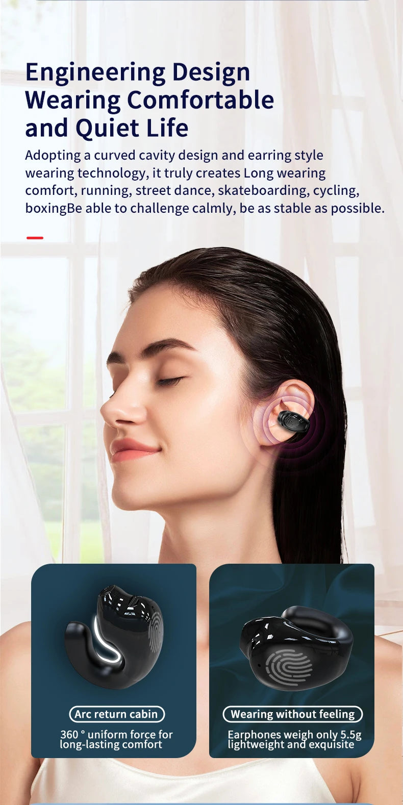 Écouteurs sans fil Bluetooth 5.3 avec micro, écouteurs TWS étanches pour le sport, casque mains libres