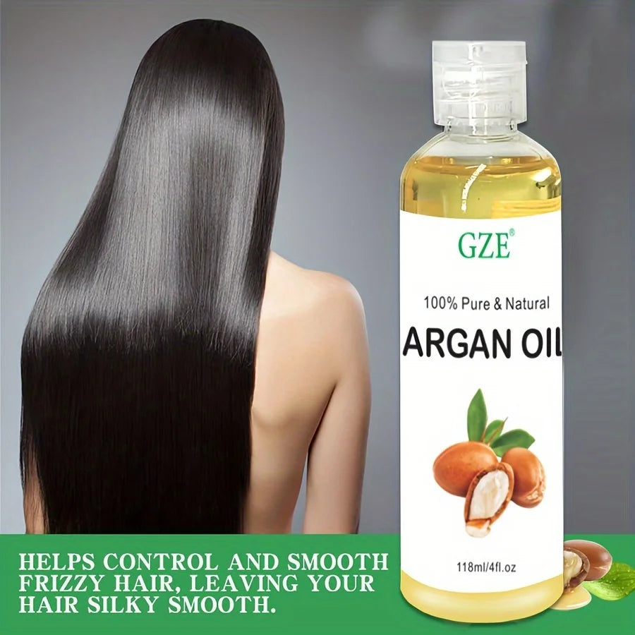 GZE Huile d'argan marocaine biologique Hydratant pur pressé à froid vierge de qualité supérieure pour peau sèche, endommagée, cheveux, visage, corps, cuir chevelu