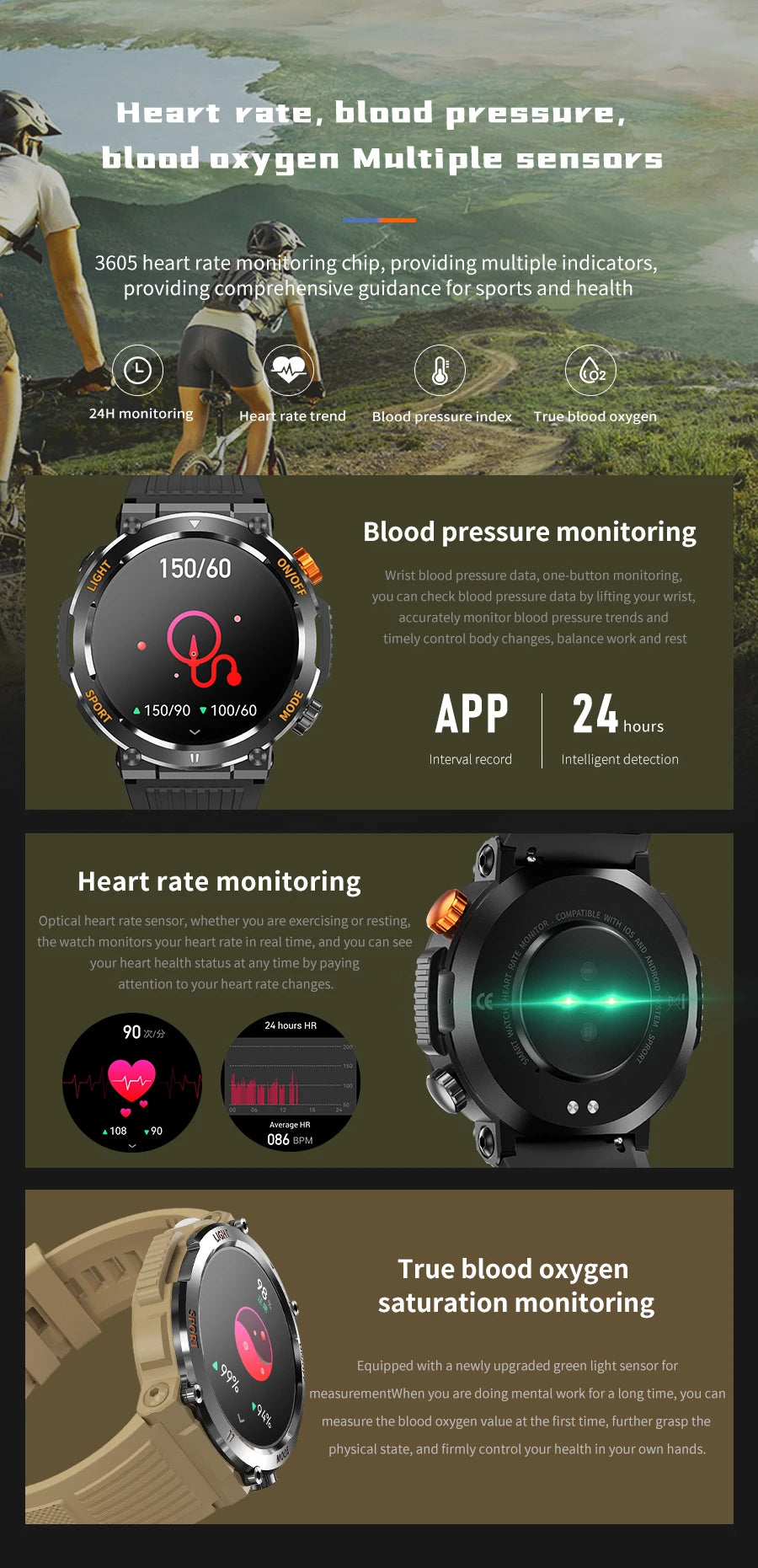 Montre connectée de sport pour hommes, écran tactile HD 2023x360, étanche, surveillance de la santé, appel Bluetooth, nouvelle collection 360