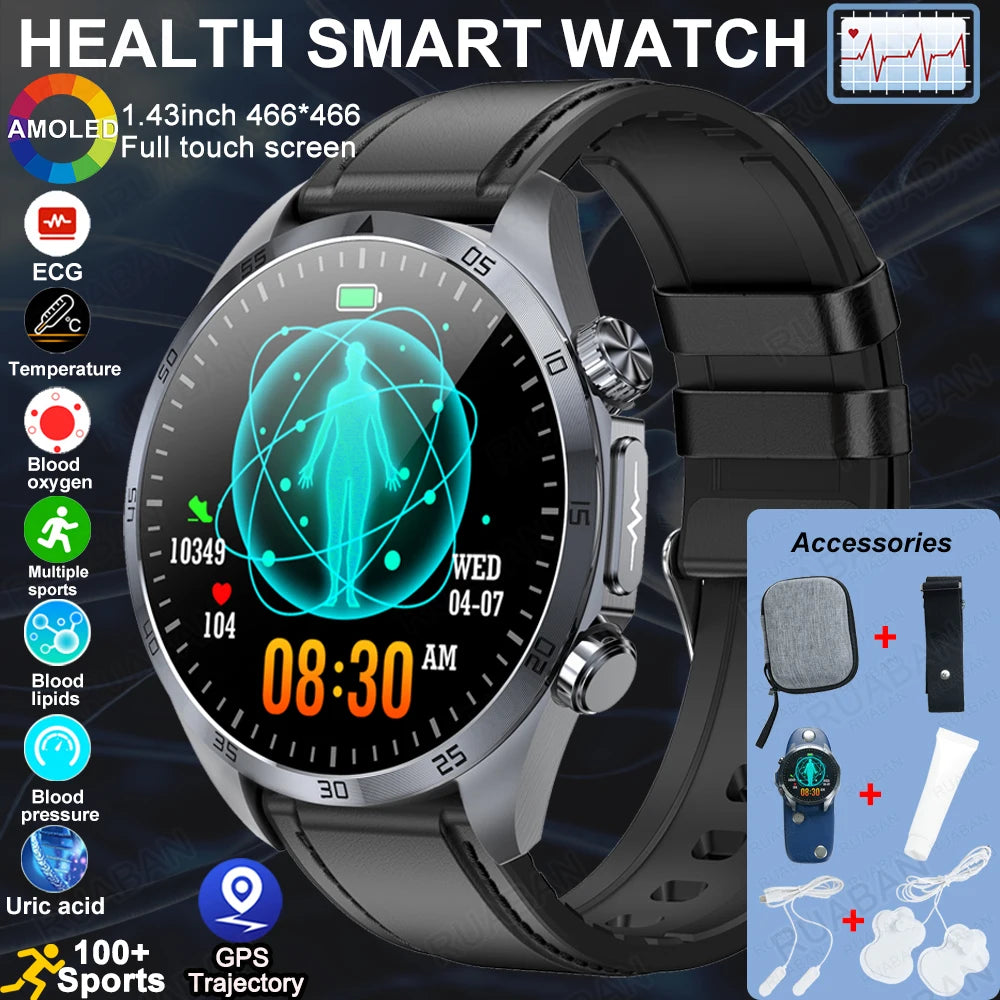 2025 nouvelle montre intelligente hommes pour huawei pression artérielle santé montre CES sommeil pulsé thérapeutique acide urique lipides sanguins graisse corporelle