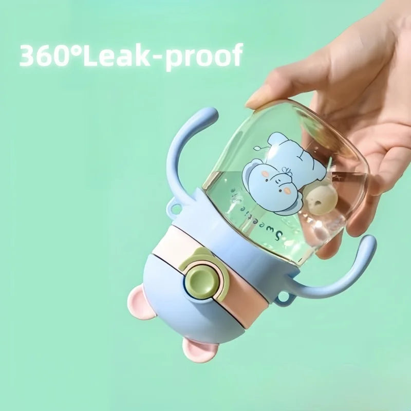 410ML bébé tasse à boire biberon Anti-étouffement avec paille boule par gravité large calibre boire du lait bouteille d'eau avec poignée