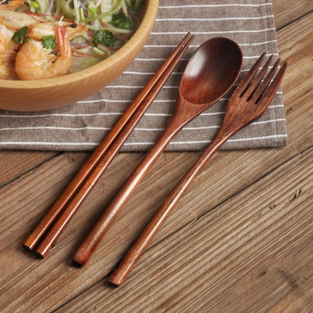 Cuillère fourchette baguettes couverts portables ensemble de couverts en bois voyage ensemble de couverts écologiques cadeaux ustensiles pour ensembles de cuisine salle à manger
