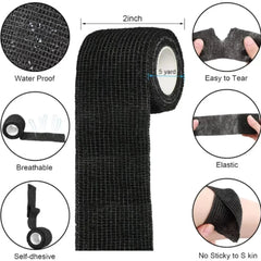 Bandages auto-adhésifs noirs, 10/20 pièces, élasticité cohésive, respirants, imperméables, bande de sport, poignet, cheville, premiers secours