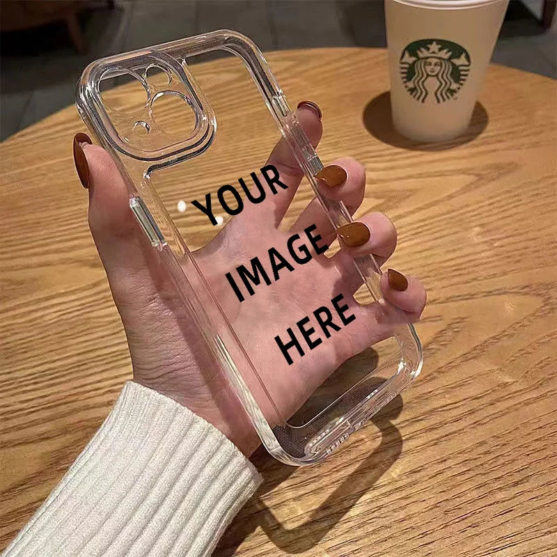 Clear acrylic hard phone case, personalized case for iPhone 16 15 14 13 12 Pro Max Plus, custom design, DIY photo