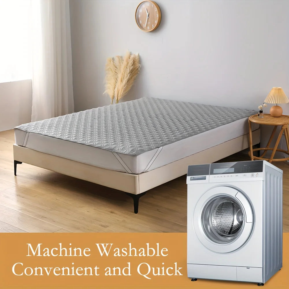 Housse de protection de matelas imperméable avec bande élastique, matelas doux et respirant pour lit gris/blanc/vert/bleu