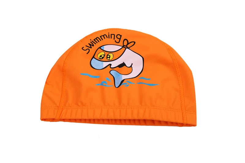 Bonnet de bain imperméable en tissu PU pour enfants, mignon, Animal de dessin animé, dauphin, protège les oreilles, cheveux longs, pour garçons et filles