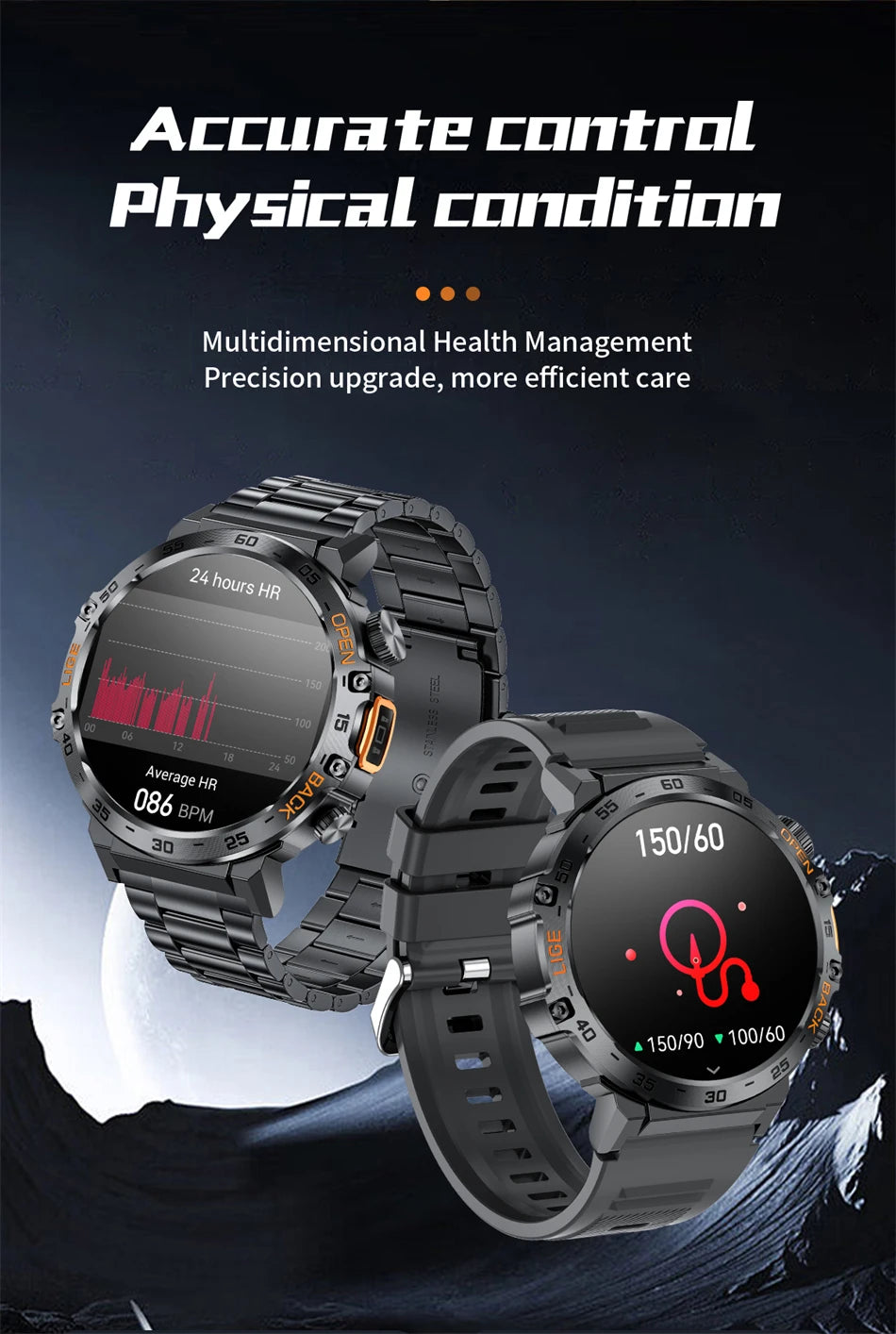 LIGE 2025 montre intelligente hommes Sport montres lampe de poche LED 360*360 Ultra HD écran étanche Fitness Bluetooth appel hommes Smartwatch