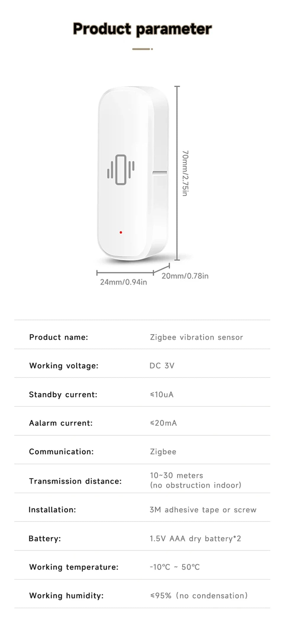 Capteur de vibrations intelligent ZigBee, moniteur, contrôle par application, Protection de sécurité, capteur Zigbee, alarme de mouvement et de choc, Support Z2M