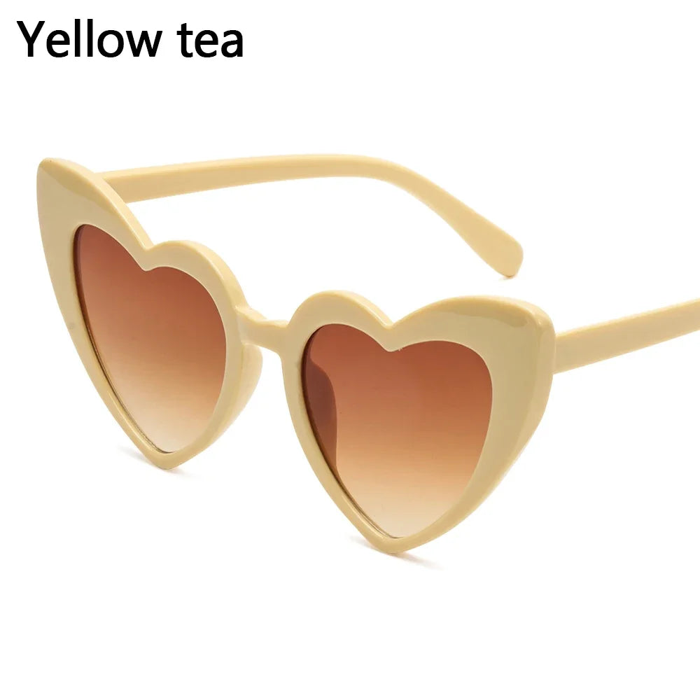 Lana del rey-Lunettes de soleil en forme de cœur pour femmes, lunettes de soleil rétro, lunettes de protection UV400, grand cadre, effet d'amour, luxe, 1PC