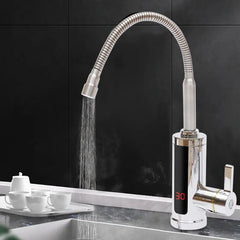 Robinets de cuisine robinet électrique robinet de cuisine chauffe-eau instantané chauffable 3KW salle de bains cuisine rotatif 360 °   LCD