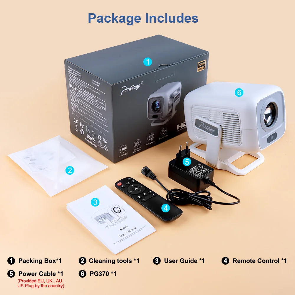 PROGAGA PG370 1080P projecteur Full HD pour film WiFi Android projecteur 4K PG370 Smart TV Home cinéma Mini projecteur vidéo Portable vidéoprojecteur videoprojecteur 4k projecteur projecteur vidéo retroprojecteur 4k