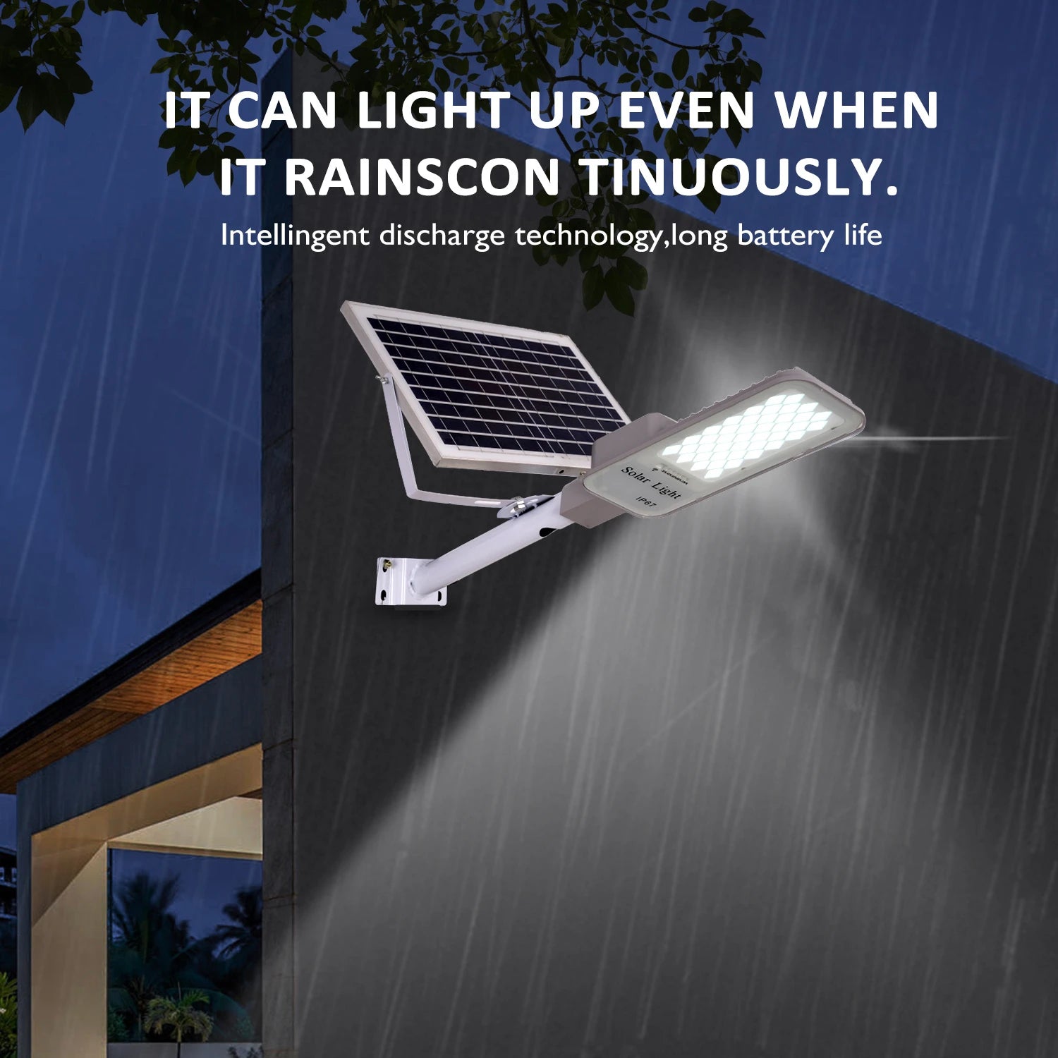 250W LED lumière solaire jardin extérieur étanche lampadaire solaire crépuscule à l'aube avec télécommande IP65 applique murale solaire