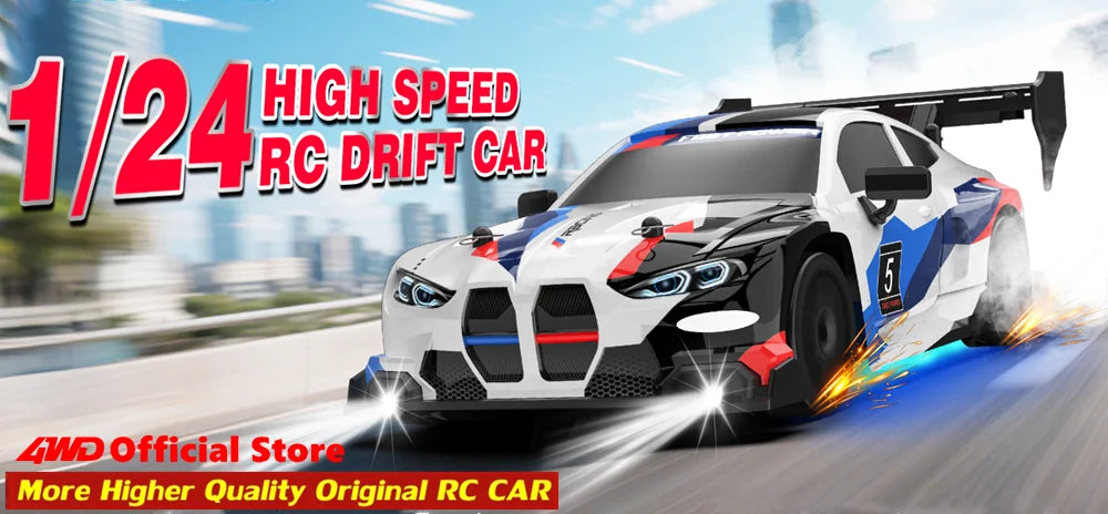 4WD RC Drift Car, High-Speed ​​Remote Control Racing Vehicle with LED Lights, 2.4GHz Radio, 4x4 Off-Road Truck, Children's Toy