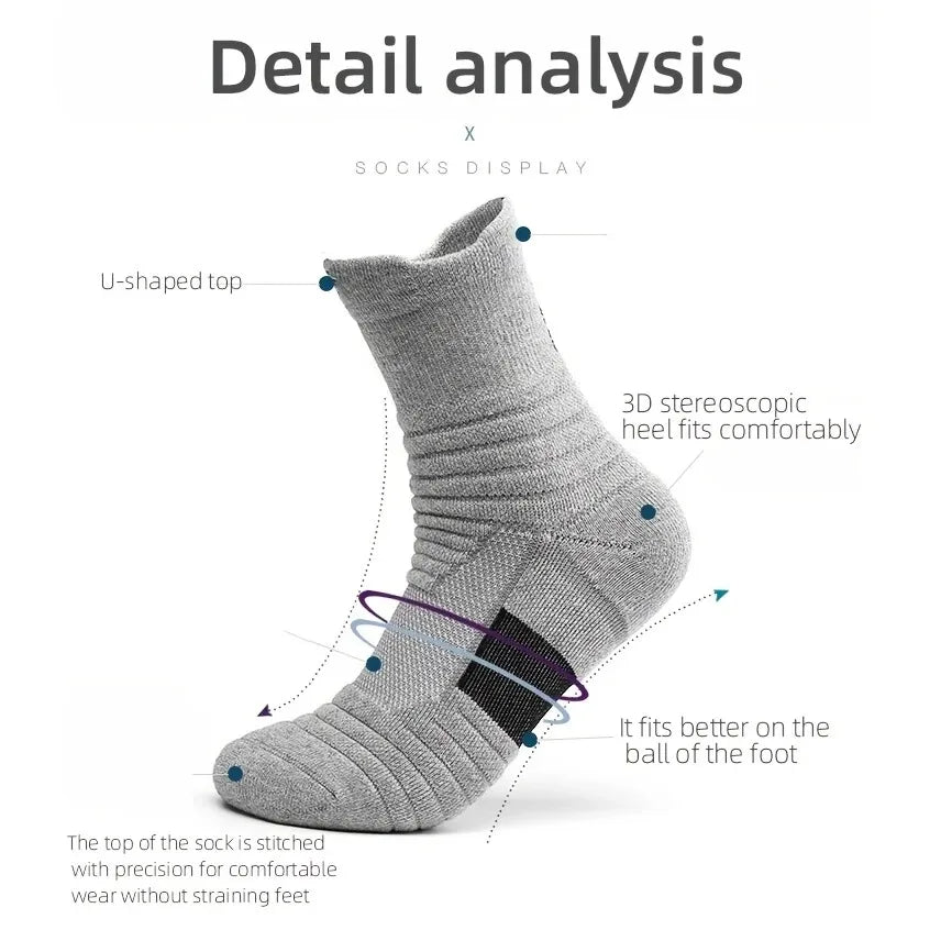 3 pairs of men's comfortable cushioned athletic socks for outdoor sports