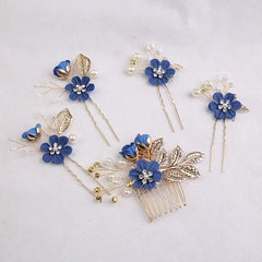 5 pièces/ensemble accessoires de cheveux de mariée pour femmes fleur perle casque diadème Barrette de mariage pince épingles à cheveux mariée peignes ornement