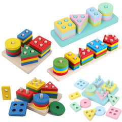 Puzzle Montessori pour enfants de 1 à 3 ans jouets en bois blocs de construction apprentissage document forme match