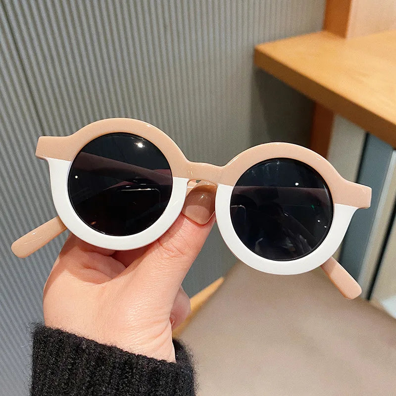 Lunettes de soleil rondes pour enfants, design de dessin animé mignon, léopard, Double couleur, Vintage, Protection UV, classique, pour filles et garçons