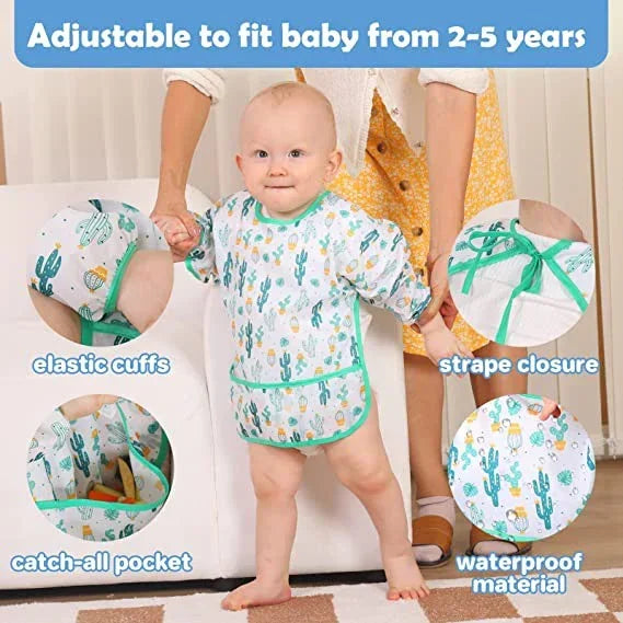 Bavoir de dessin animé en Silicone pour bébé de 0 à 6 ans, bavoirs doux, vêtements mignons pour tout-petits, sans BPA, tablier imperméable à manches longues