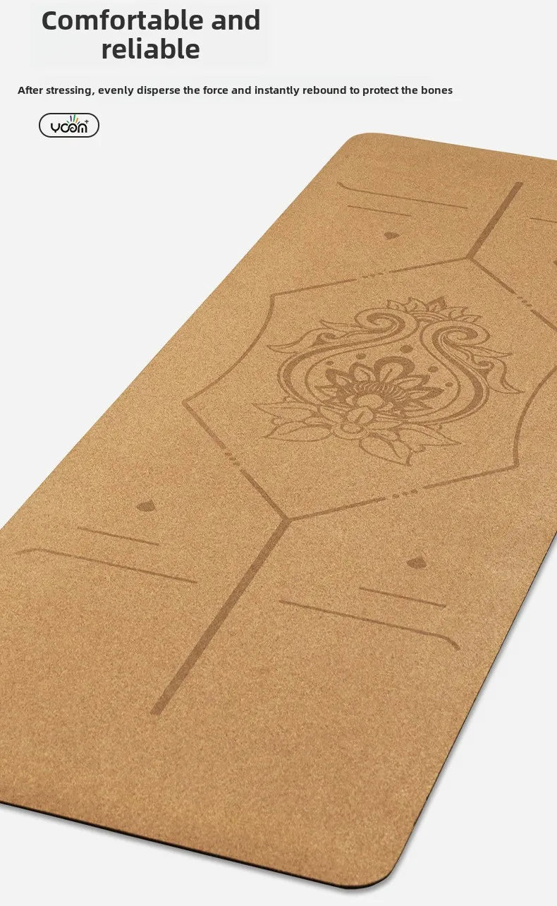 2025 Nouveau tapis de yoga de luxe en liège et caoutchouc naturel avec lignes d'alignement gravées au laser - Absorption des chocs, antidérapant, réduction du bruit