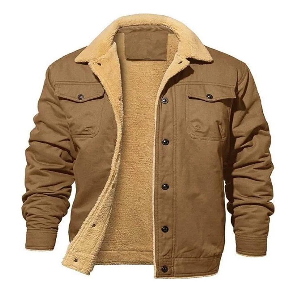 2025 mode veste polaire pour hommes couleur unie épais vêtements d'extérieur chauds hauts qualité automne hiver manteaux décontractés noir hommes vestes