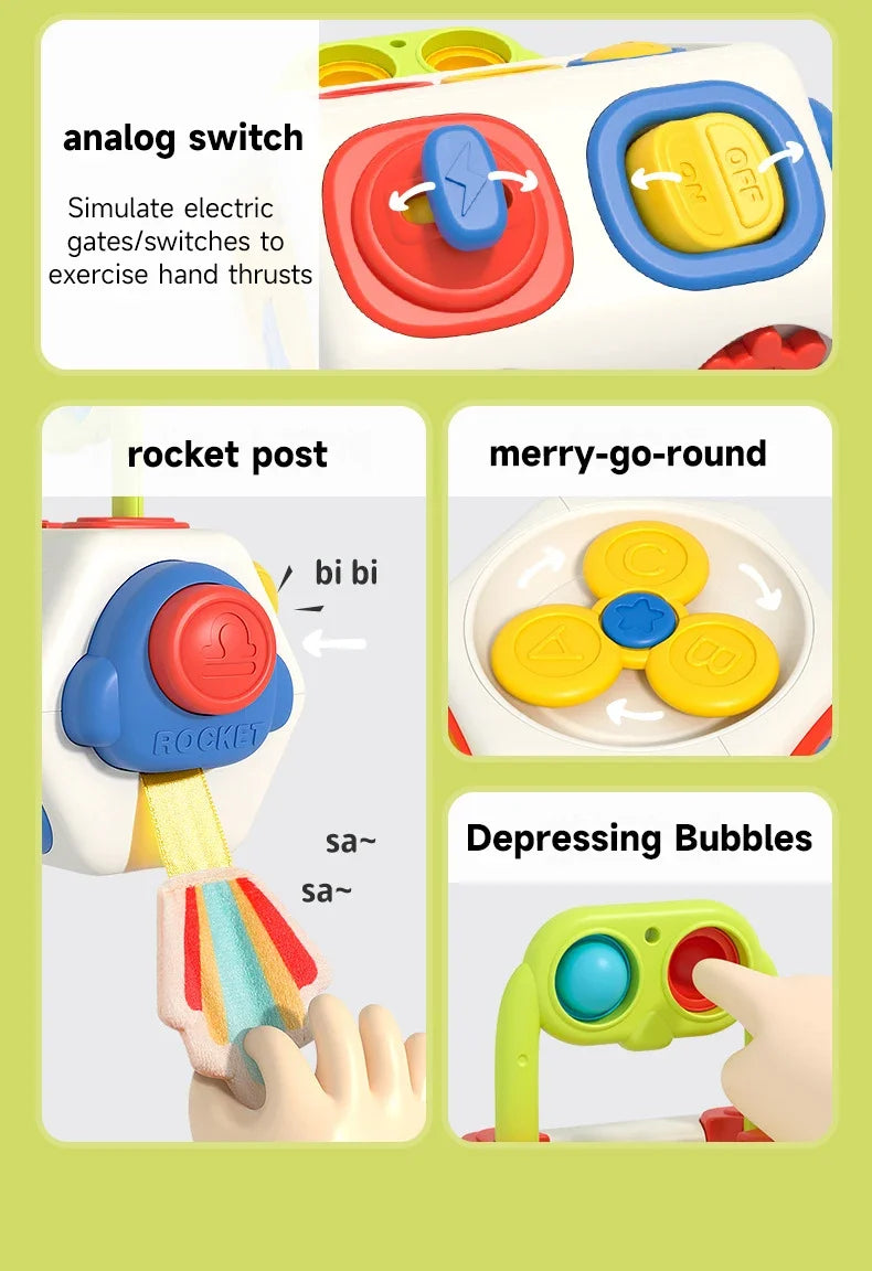 Cube occupé Montessori, jouets pour activités sensorielles pour tout-petits, planche occupée, apprentissage éducatif précoce, jouets de voyage, cadeau pour enfants