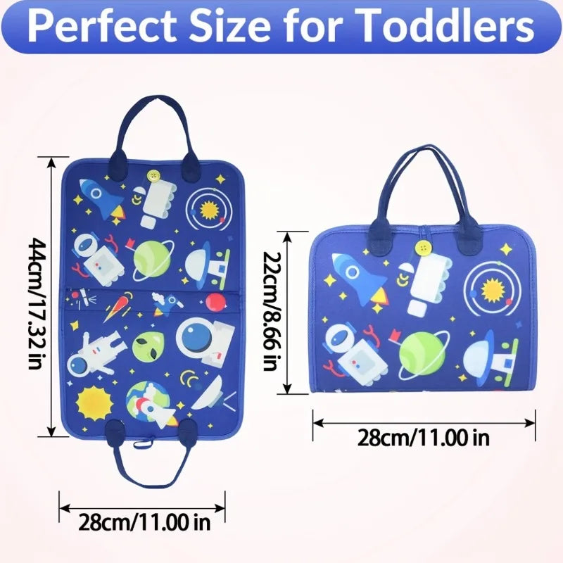 Planche occupée Montessori pour tout-petits, jouet sensoriel, activité de motricité Fine, voyage, apprentissage, cadeau pour garçons et filles, Polyester bleu