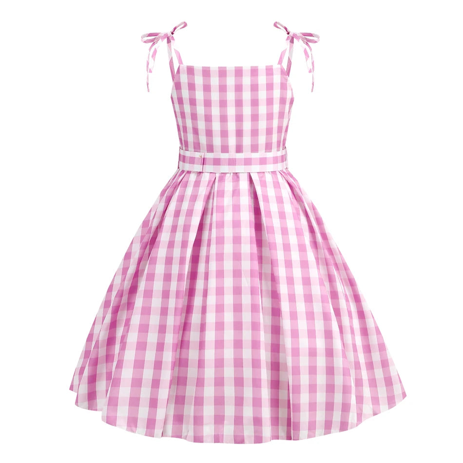 Robe de Costume à carreaux pour filles, pour anniversaire, Halloween, vêtements pour enfants, robes de fête, princesse Cosplay