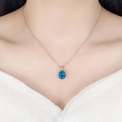 Ensemble de bijoux en argent Sterling 925 pour femmes, bague en Zircon Ellipse, collier, boucles d'oreilles, accessoires de luxe, cadeaux