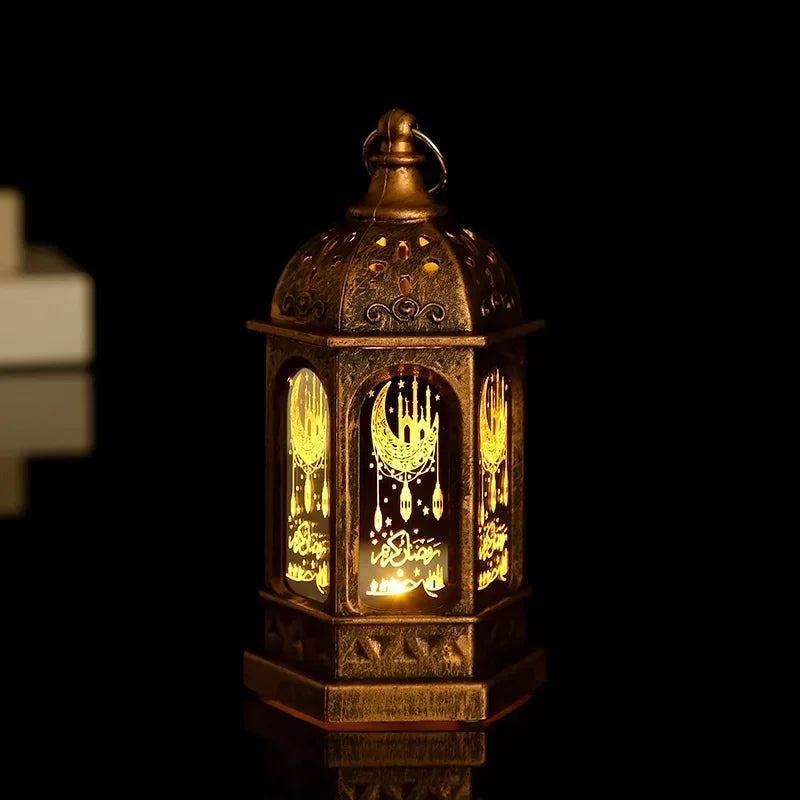 Ramadan Muslim Lantern, Eid Mubarak Ornament, LED Night Light for Festivals, Eid Al Adha Gift, Ramadan Gurbang Decoration for Home